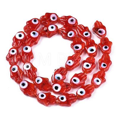 Handmade Evil Eye Lampwork Beads Strands LAMP-WH0006-06D-1