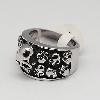 Personalized Retro Men's Halloween Jewelry Wide Band Rings RJEW-F006-239-1