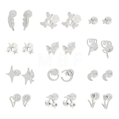 2 Pairs Alloy Stud Earrings for Women EJEW-FS0001-27B-1