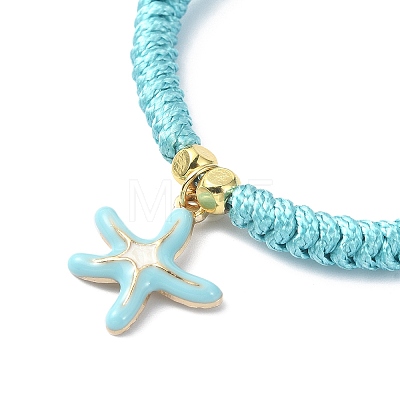 Starfish Shape Alloy Enamel Pendant Bracelets BJEW-JB09883-02-1