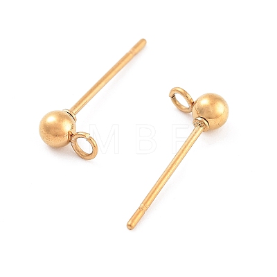 Ion Plating(IP) 304 Stainless Steel Ball Post Stud Earring Findings X-STAS-E163-44G-1