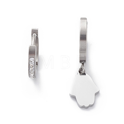 3 Pair 3 Style Tassel & Heart & Hamsa Hand Crystal Rhinestone Asymmetrical Earrings EJEW-B020-13P-1