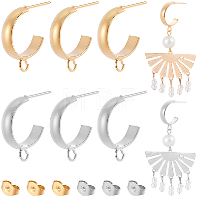 16Pcs 304 Stainless Steel Stud Earring Findings STAS-BBC0010-20B-1