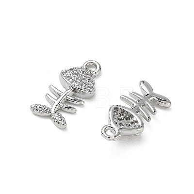Brass Micro Pave Clear Cubic Zirconia Charms KK-P355-01D-P-1