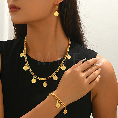 Vintage Brass Bracelets & Earrings & Cuban Chain Necklaces Set GY0372-1