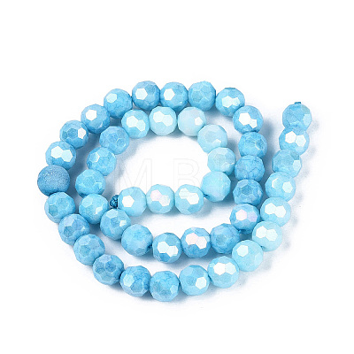 Anti-Tarnish Electroplate Glass Beads Strands EGLA-ZX010-8mm-15-1
