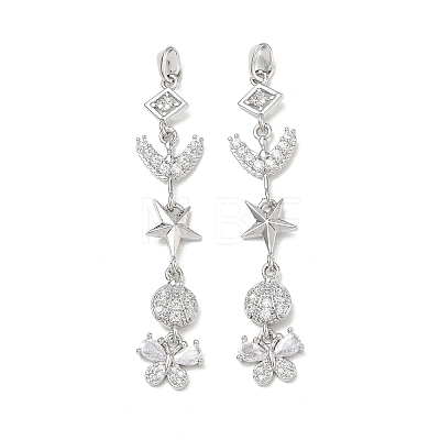 Brass Micro Pave Clear Cubic Zirconia Big Pendants CU-E004-01P-1