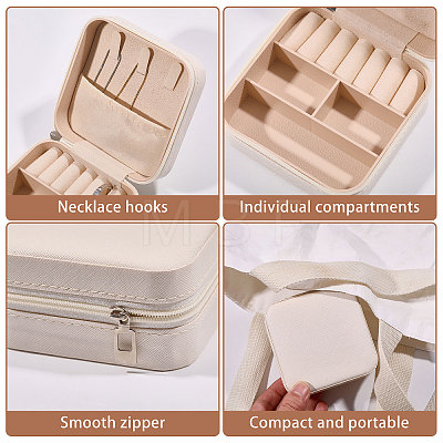 12Pcs Square Imitation Leather with Velvet Jewelry Storage Zipper Cases for Bracelets CON-GL0001-07-1