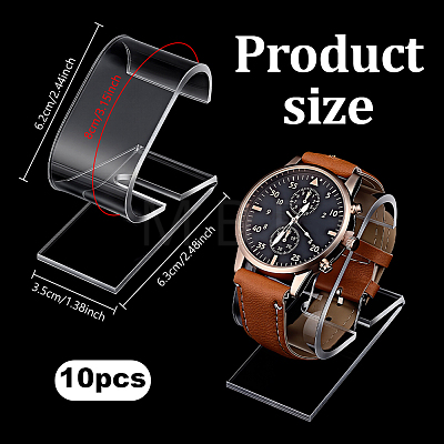 10Pcs C Shaped Acrylic Single Watch Display Stands ODIS-PH0009-32-1