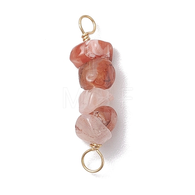 10Pcs 5 Styles Constellation Natural White Moonstone & Aquamarine & South Red Agate & Smoky Quartz & Rose Quartz Copper Wire Wrapped Chip Beaded Connector Charms PALLOY-JF02905-05-1