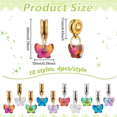 40Pcs 10 Styles Glass European Dangle Charms PALLOY-PH01829-1