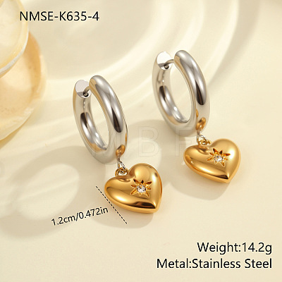 Christmas 304 Stainless Steel Clear Cubic Zirconia Two Tone Hoop Earrings FS-WG279DA-04-1