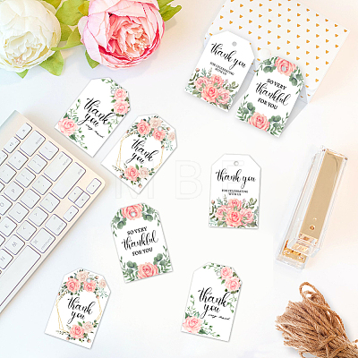 120Pcs 4 Styles Flower Paper Thank You Gift Tags CDIS-WH0038-01-1