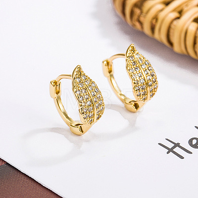 Brass Clear Cubic Zirconia Hoop Earrings FS-WG8C147-01-1