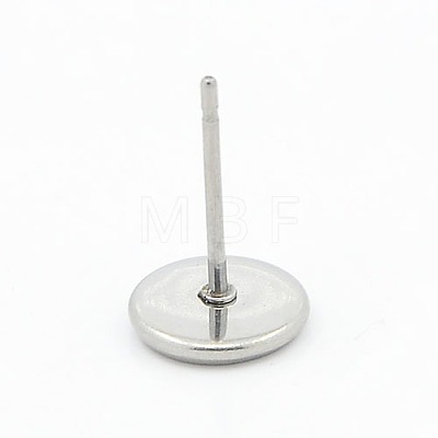 304 Stainless Steel Flat Round Stud Earring Settings STAS-I017-03-1