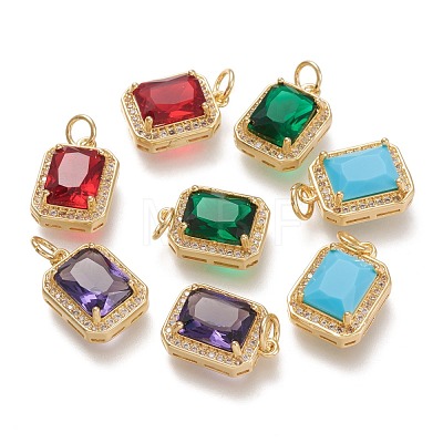 Brass Glass Charms ZIRC-F116-09-G-1