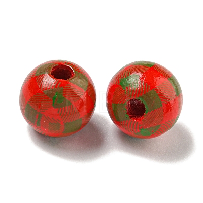 Printed Wood European Beads WOOD-G022-13A-1