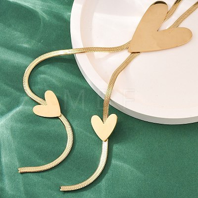 304 Stainless Steel Heart Y Necklaces NJEW-R026-30G-1