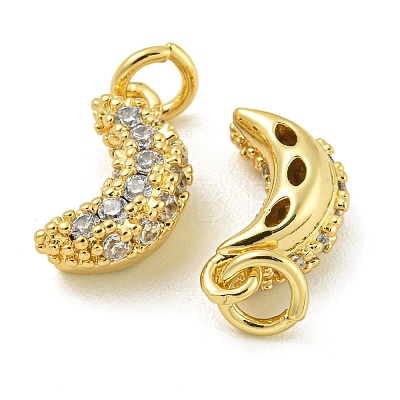 Rack Plating Brass Micro Pave Clear Cubic Zirconia Charms KK-Z067-23G-08-1