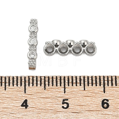 Brass Micro Pave Clear Cubic Zirconia Spacer Bars KK-P302-26P-1