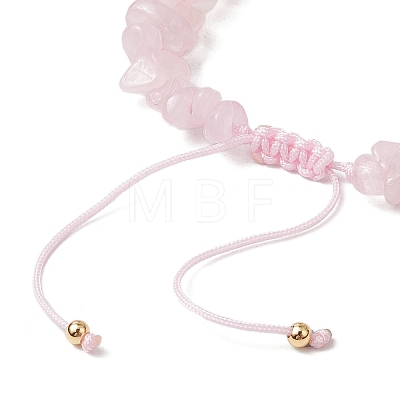 2Pcs Natural Rose Quartz Chip Braided Bead Bracelets BJEW-JB11541-02-1