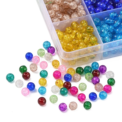 900Pcs 12 Colors Spray Painted Crackle Glass Beads Strands CCG-YW0001-10-1