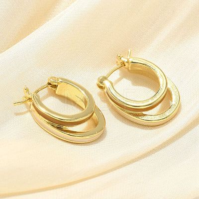 Two-layer Oval Brass Enamel Hoop Earrings EJEW-S252-03B-G-1