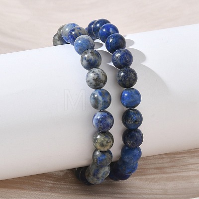 Natural Lapis Lazuli Round Beaded Stretch Bracelets GG-CBA12F1-02A-09-1