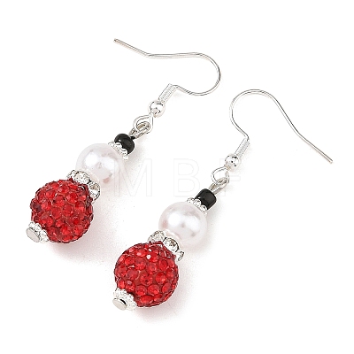 Christmas Handmade Polymer Clay Rhinestone Dangle Earrings EJEW-JE07518-01-1