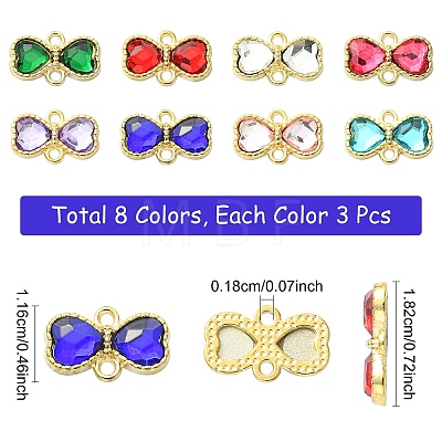 24Pcs 8 Colors Alloy Rhinestone Connector Charms FIND-YW0011-45-1