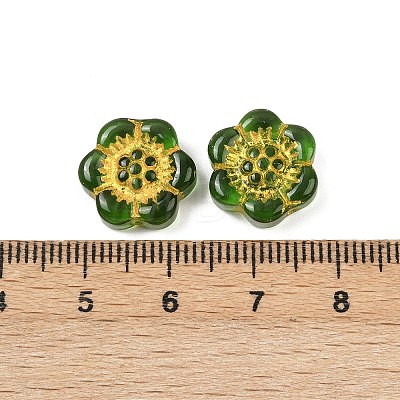 Baking Paint and Golden Metal Enlaced Glass Beads DGLA-T004-10J-1