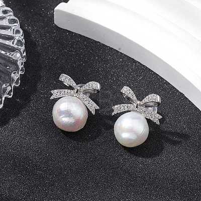 Natural Pearl Ear Studs EJEW-P286-40P-1