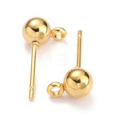 304 Stainless Steel Ball Post Stud Earring Findings STAS-Z035-01G-B-1
