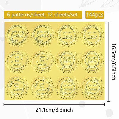 6 Patterns Aluminium-foil Paper Adhesive Embossed Stickers DIY-WH0451-007-1