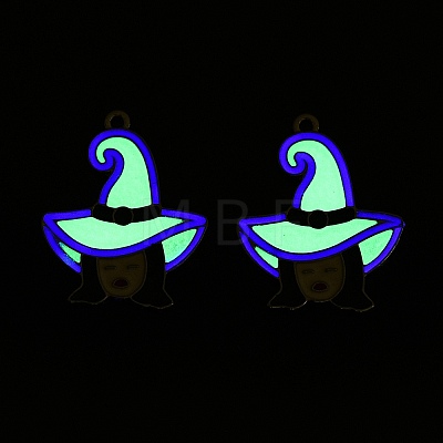 Halloween Theme Rack Plating Luminous Alloy Enamel Pendants ENAM-N056-235P-1