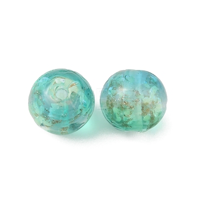 Handmade Gold Sand Lampwork Beads LAMP-WH0001-10H-1