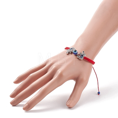 Resin Evil Eye & Alloy Braided Bead Bracelet BJEW-JB08487-1