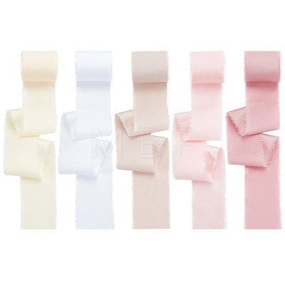 5 Rolls 5 Colors Polyester Frayed Ribbon OCOR-PH0002-79-1
