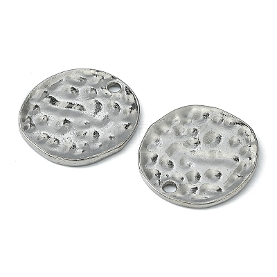 Alloy Blank Flat Round Hammered Pendants PALLOY-M031-07B-1