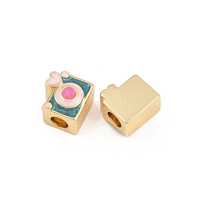 Brass Enamel Beads KK-B157-07G-1