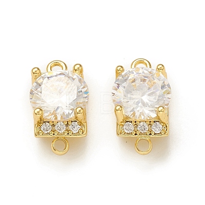 Brass Micro Pave Clear Cubic Zirconia Connector Charms KK-P228-65G-1
