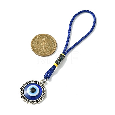 Flat Round with Evil Eye Resin & Alloy Pendant Decorations HJEW-JM01567-1