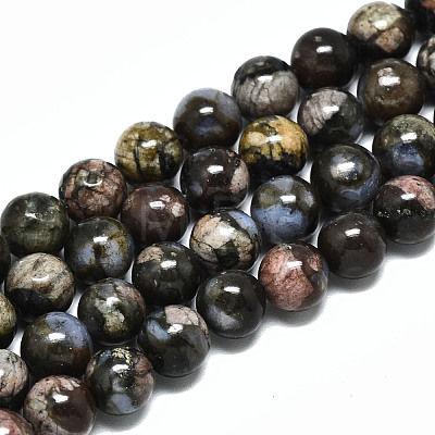 Natural Llanite Beads Strands G-R485-12-8mm-1