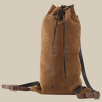 Flocking Fibre Drawstring Backpacks with PU Leather Straps and Alloy Clasps ABAG-WH20019-02A-1