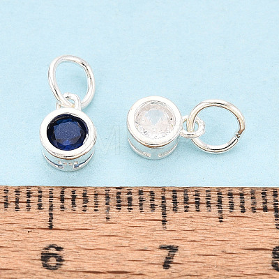 925 Sterling Silver Pave Cubic Zirconia Flat Round Charms STER-T009-18S-1