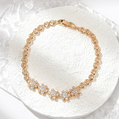 Brass Micro Pave Cubic Zirconia Chain Bracelets KK-R217-42G-1