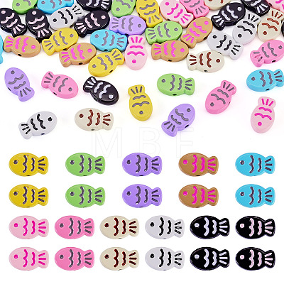 44Pcs 11 Colors Fish Spray Painted Alloy Enamel Beads FIND-TA0010-35-1