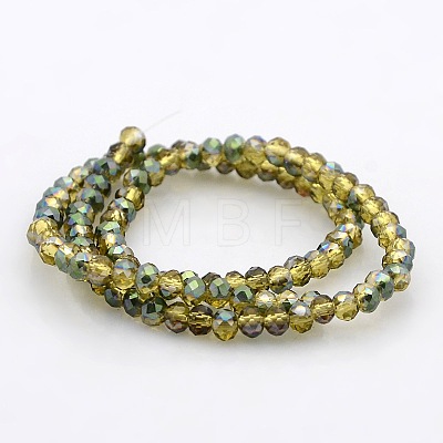 Half Rainbow Plated Faceted Rondelle Glass Beads Strands GLAA-A024B-HR03-1