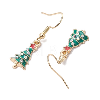 Christmas Tree Alloy Rhinestone Dangle Earrings EJEW-JE05828-01-1