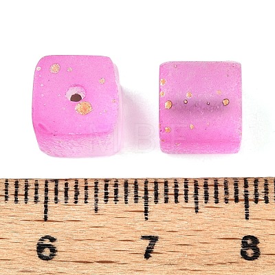 Frosted Glass Beads with Golden Glitter Powder X1-DGLA-NH001-8mm-01H-1
